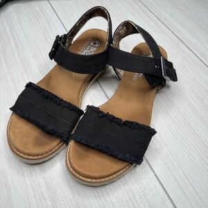 BOBS from Skechers Memory Foam Black‎ Adjustable Ankle Strap Casual Sandals 7